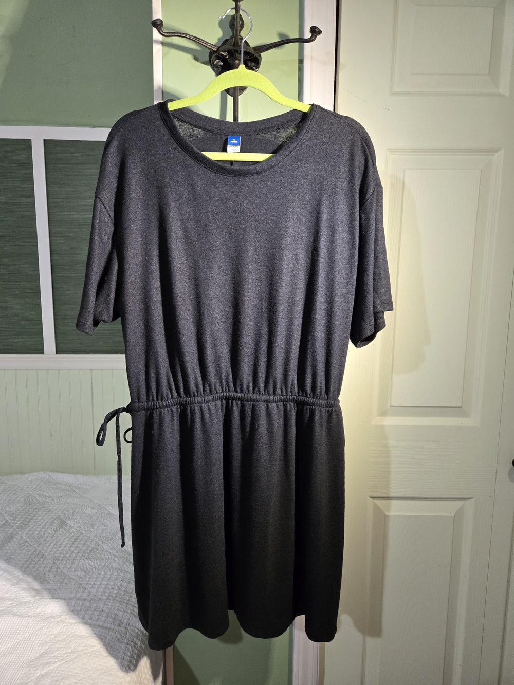 Old Navy Black Drawstring Waist T-Shirt Dress